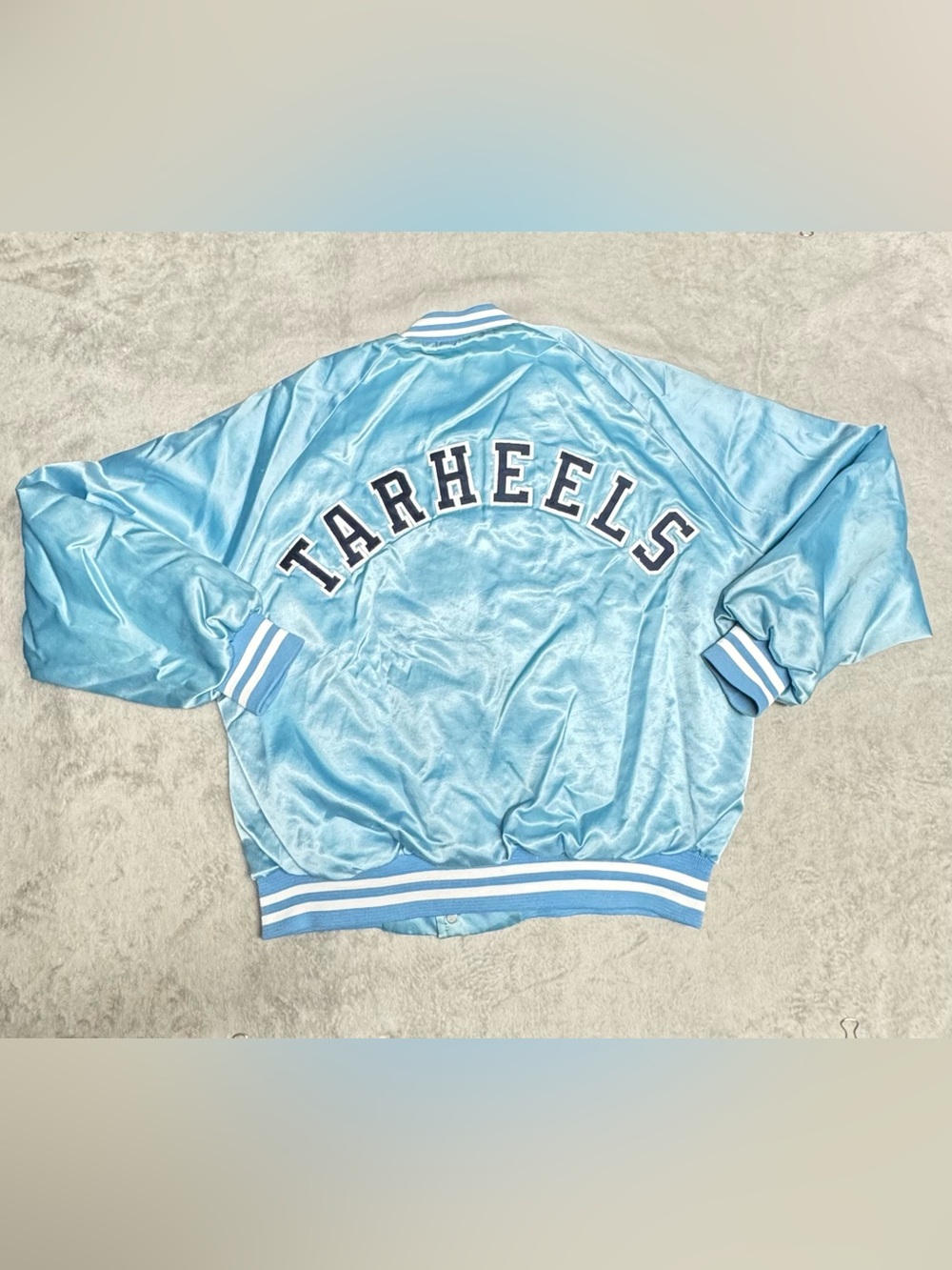 Rare Vintage 80s Chalk Line UNC Tar Heels Satin Jacket XL Spellout USA 🔥
